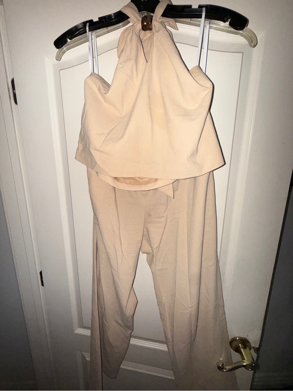Beige Women's Two-Piece top and pants set